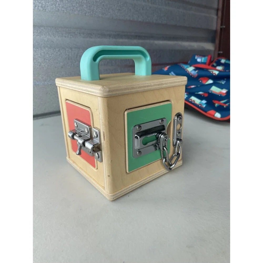 Lovevery Wooden Lock Box Activity Cube Toddler Sensory Learning Toy Hardwar
